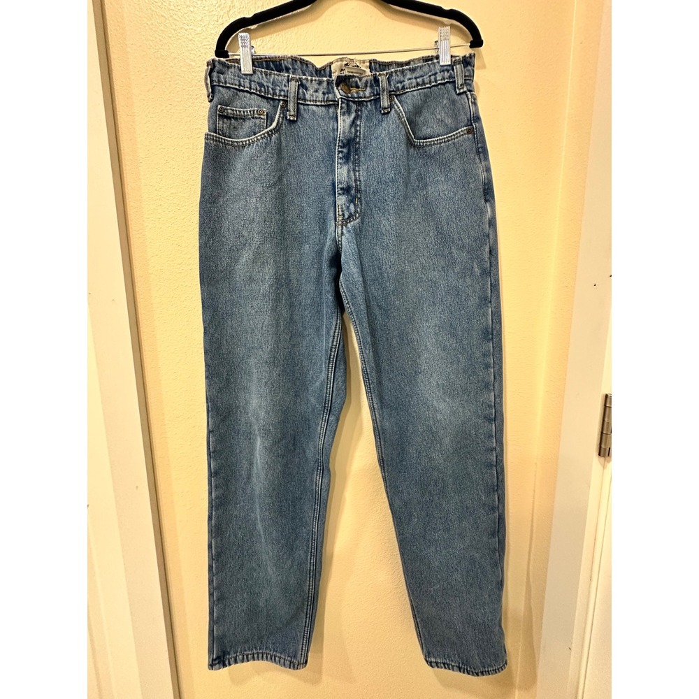 Old Mill Mens Fleece Lined Jeans Medium Wash Blue Straight Leg 33x32 Insulated